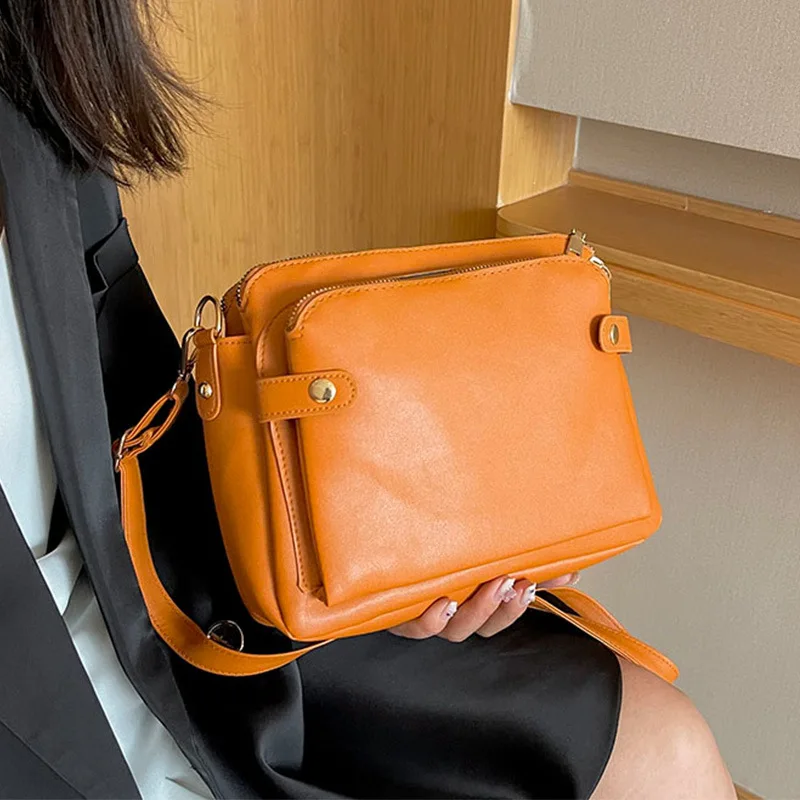 

New Arrivals Fashionable And Minimalist portable Fashionlady Simple atmosphere Women Bags Three LayerLeather messenger
