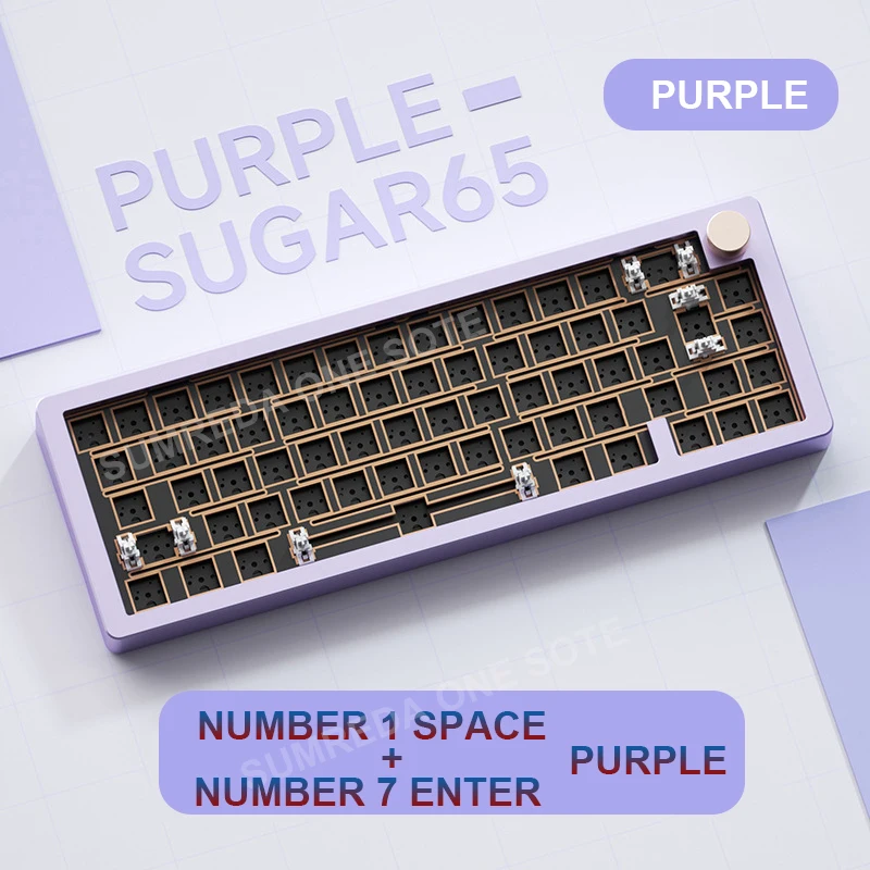 

Механическая клавиатура WKAKRV sugar65, набор из металлического алюминиевого материала на заказ, Игровая клавиатура Hotswap с RGB подсветкой, проводная клавиатура