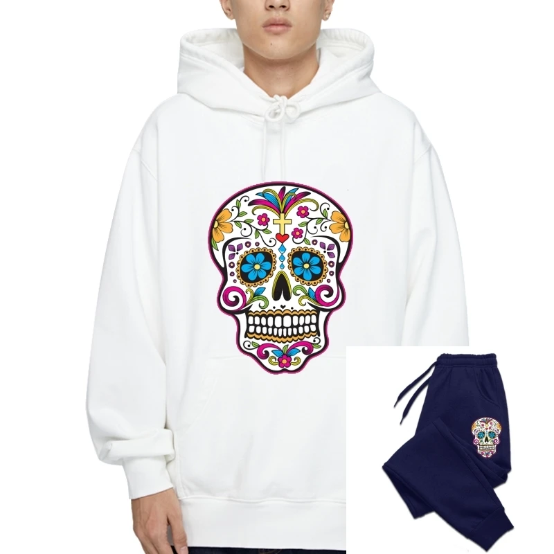 

2020 Latest popular Pullover Mexican Sugar Skull Men T-Sweatshirt Hoodies Charismatic guy Winter Fleece 100%cotton cozy Sweatshi