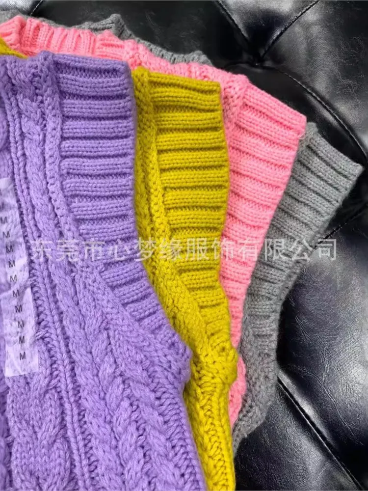 Модный вязаный короткий жилет женский весенне-осенний повседневный однотонный с