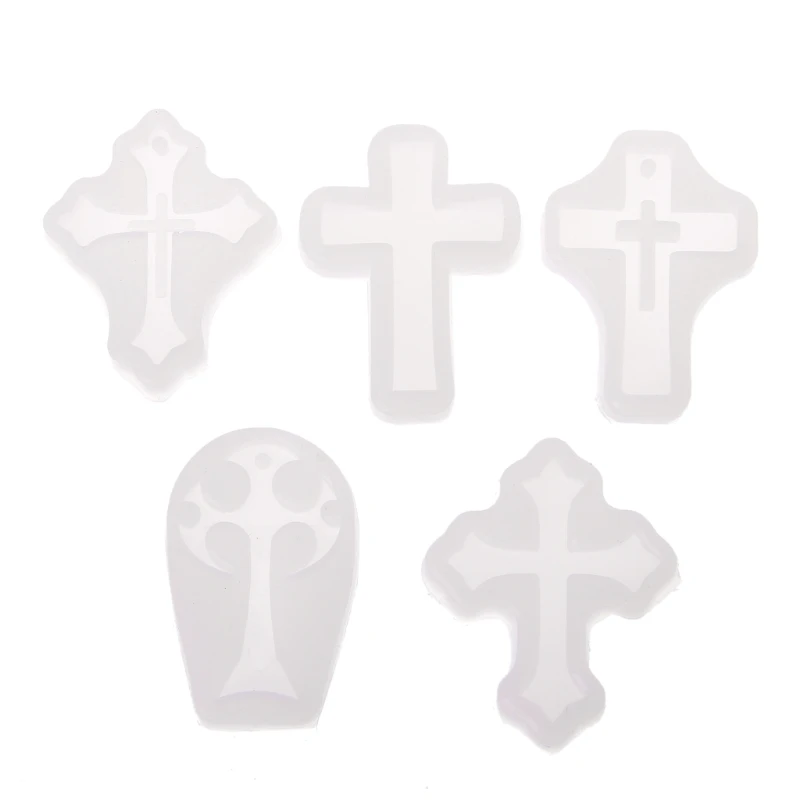 

5Pieces for Cross Resin Molds for Cross Shape with Hole Silicone Mold for Epoxy Casting for Key Chain Pendant Necklace
