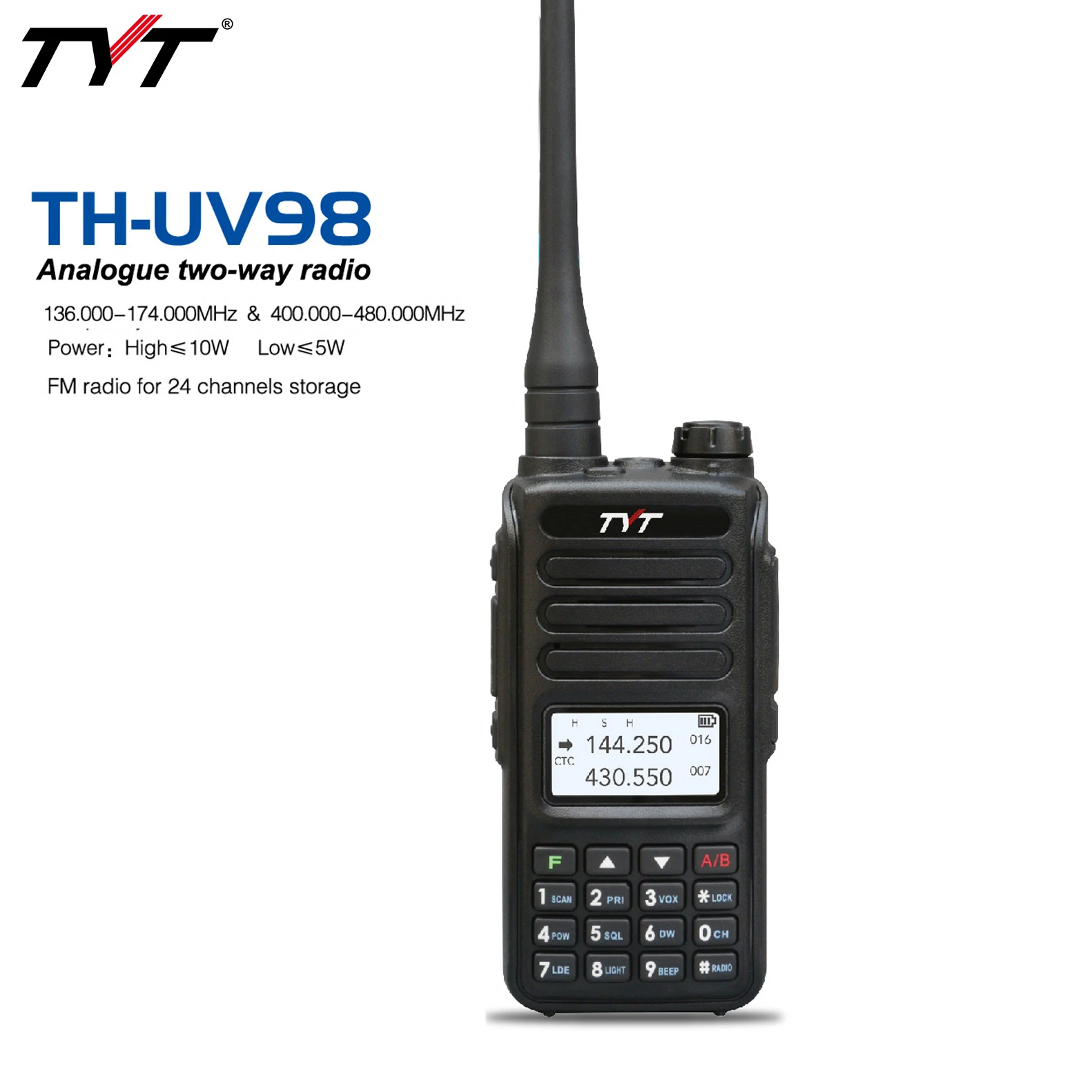 Najtaniej Radio Analogowe TYT UV98 10W 3200mAh Akumulator Dwuzakresowy 136-174MHz/400-480MHz UHF VHF Walkie Talkie 200 Kanały UV88 PLUS