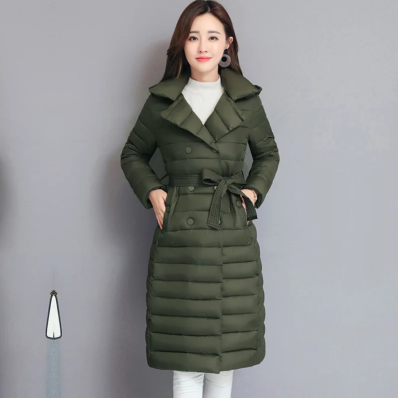 Winter Parkas Women New Down Cotton Padded Coat Middle Long Korean Middle-Aged Mother Hooded Jacket Manteau Femme Hiver L-3XL