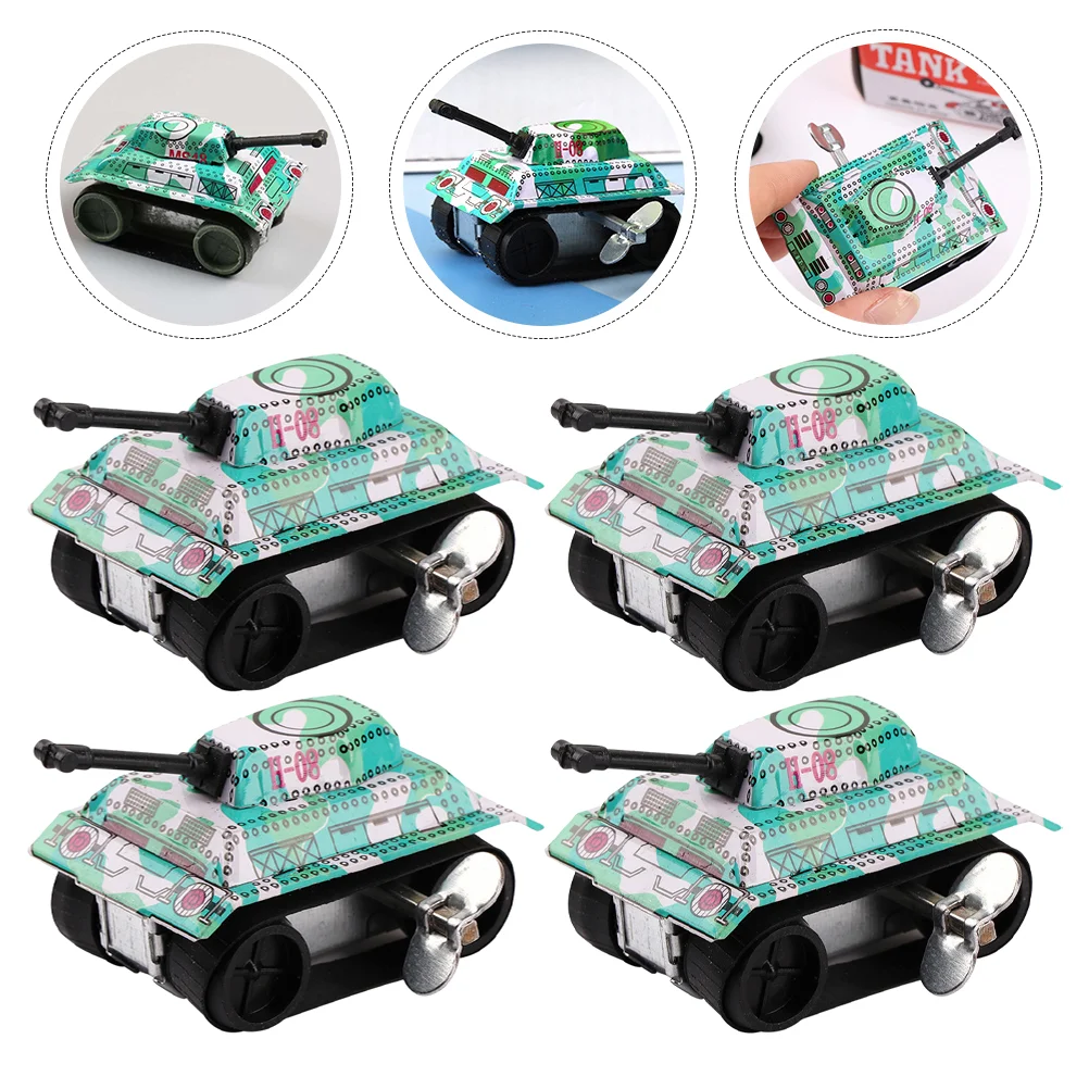 

4Pcs Exquisite Clockwork Delicate Tank Wind Toys Educational Toys for Kid