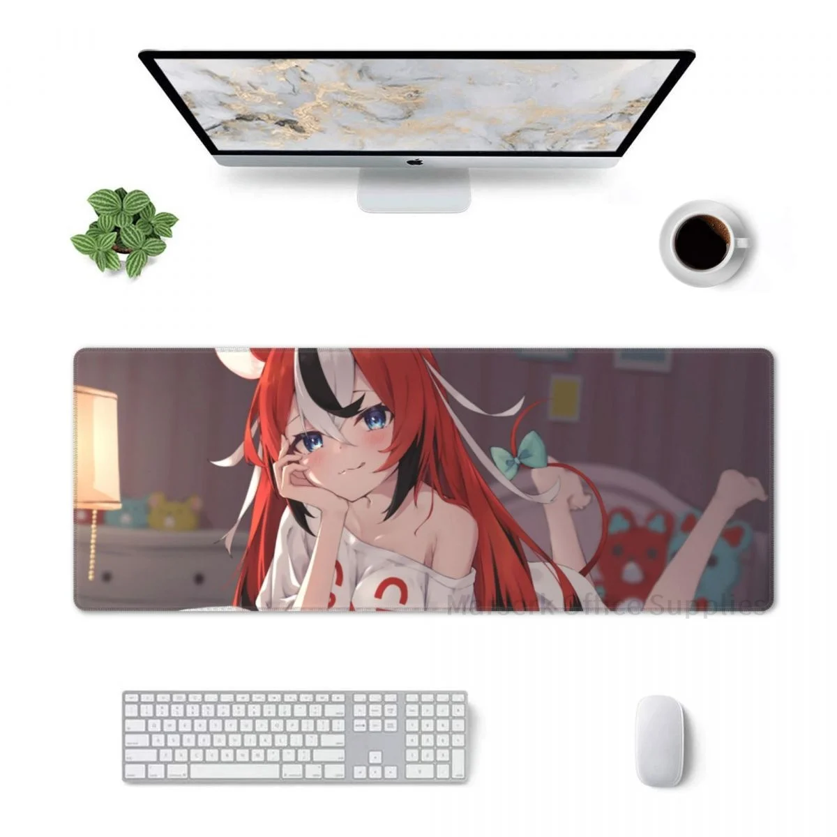 

Большой коврик для мыши Hololive с красными волосами, коврик для клавиатуры для ноутбука, 30x80 см, геймеры, декоративный Противоскользящий резино...