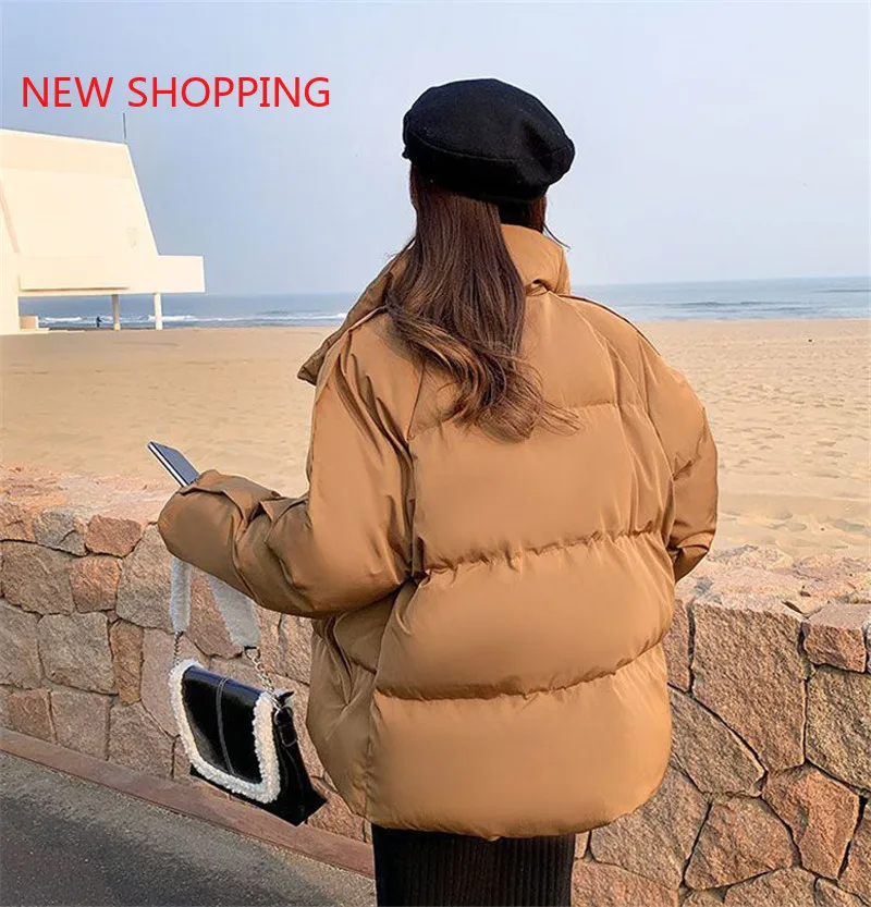Solid Violet Color New Short Winter Jacket Women Warm Cotton Jackets Parkas Female Casual Loose Outwear Korean Padded Coats