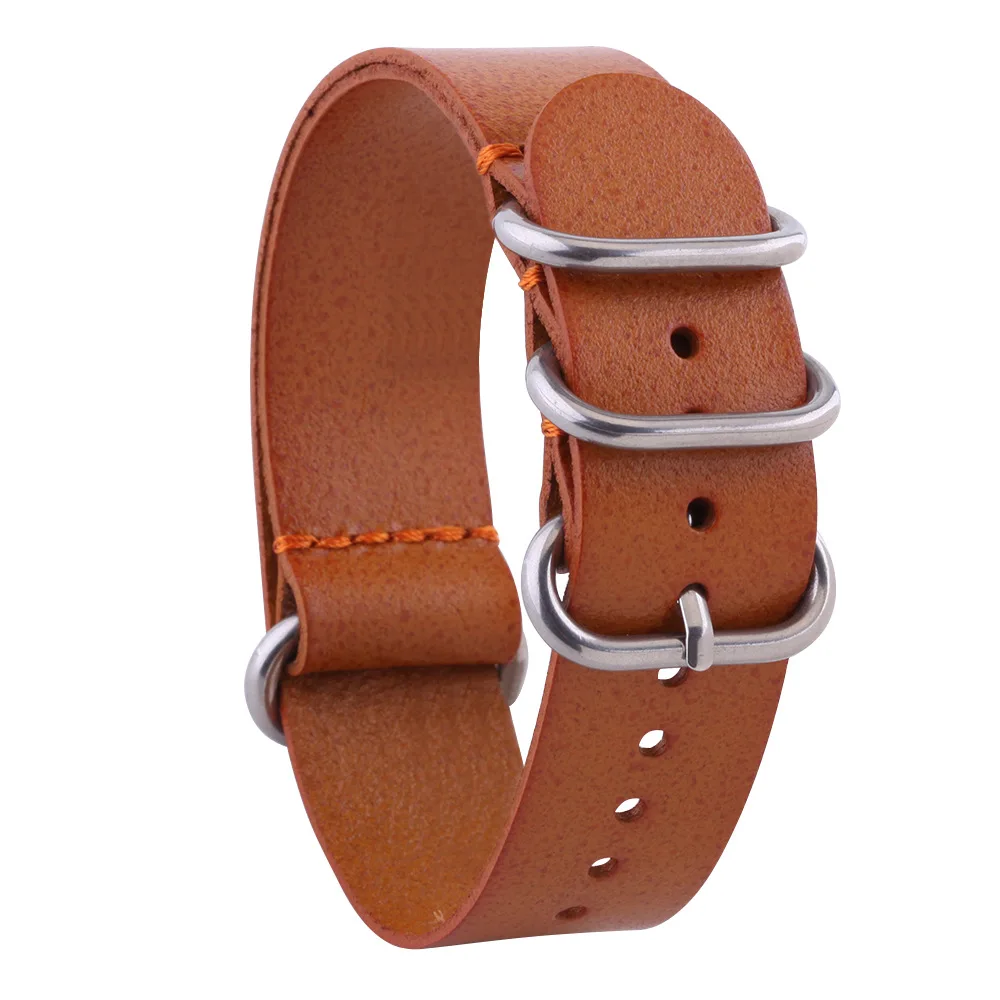 

18 20 22mm new High quality Nato strap genuine leather Watch band NATO straps zulu strap watch Belt Black dark brown Wristband