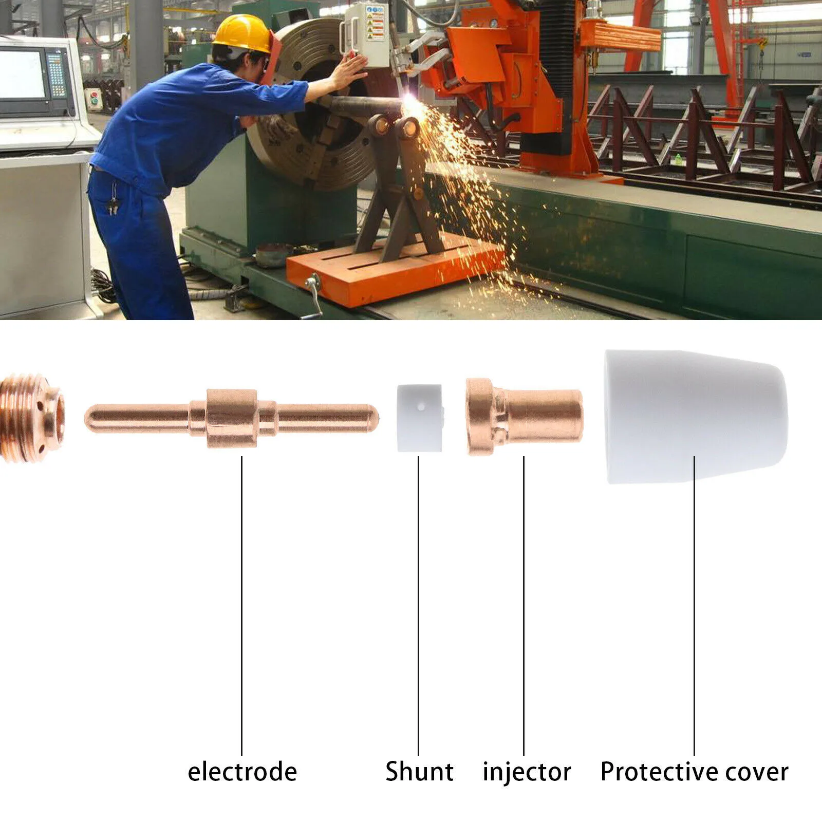 

41Pcs PT31 Plasma Cutter Torch Head Body LG40 Electrode Tip Nozzle Cutting Consumables Fit For Plasma Cutting Machine