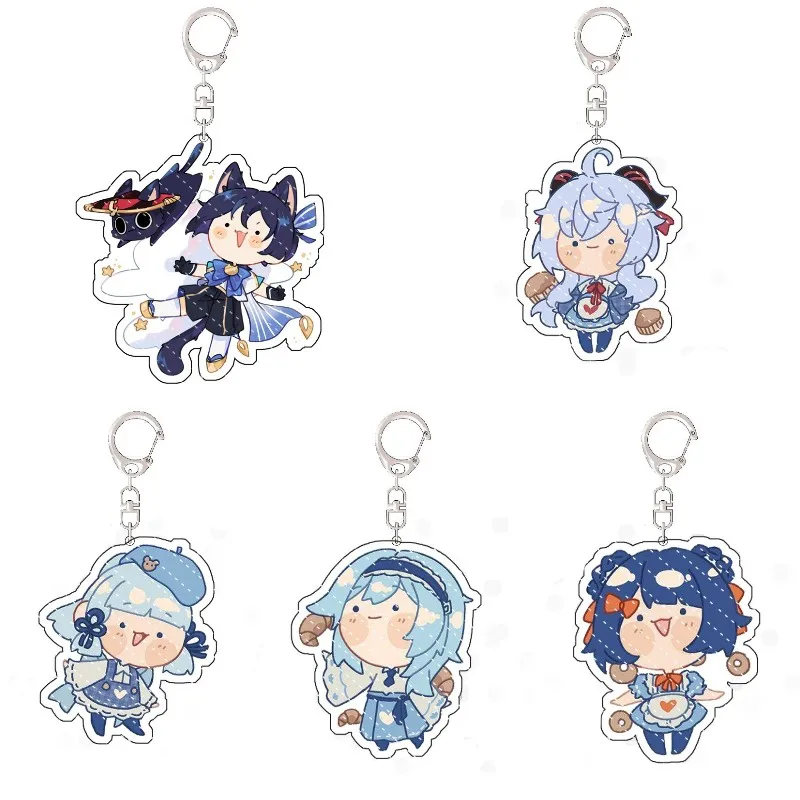 

Anime Genshin Impact Scaramouche Cosplay Keychain Acrylic Cute Figure Kamisato Ayaka Keyrings Kawaii Bags Key Chains Fans Gift
