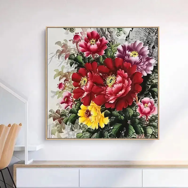 Вышивка крестиком ручной работы вместо индивидуального настенного цветочного