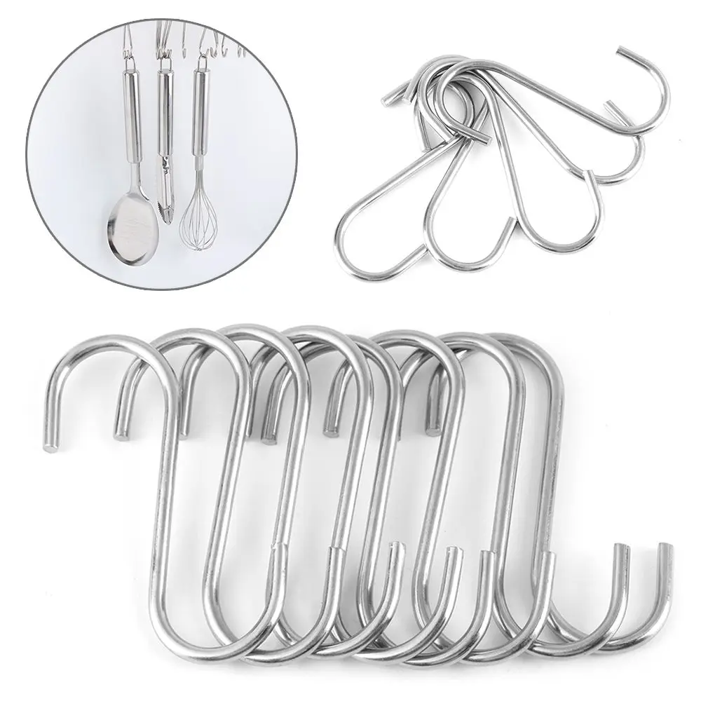 

5/10/20pcs Bathroom Stainless Steel Organizer Home Kitchen Clasps Hooks Hanger Storage Rack S Shaped Hook