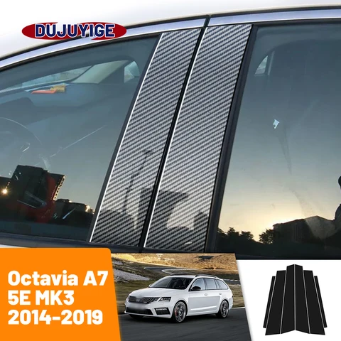 Для Skoda Octavia A7 5E MK3 2014-2019 2015 2016 2017 углеродное волокно Окно Дверь Колонка по сделке B C столб крышка отделка наклейка
