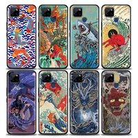 japanese wave dragon anime case for realme c21y c21 c25 c20 c15 c12 c11 c1 gt master neo neo2 5g funda capa silicone cases