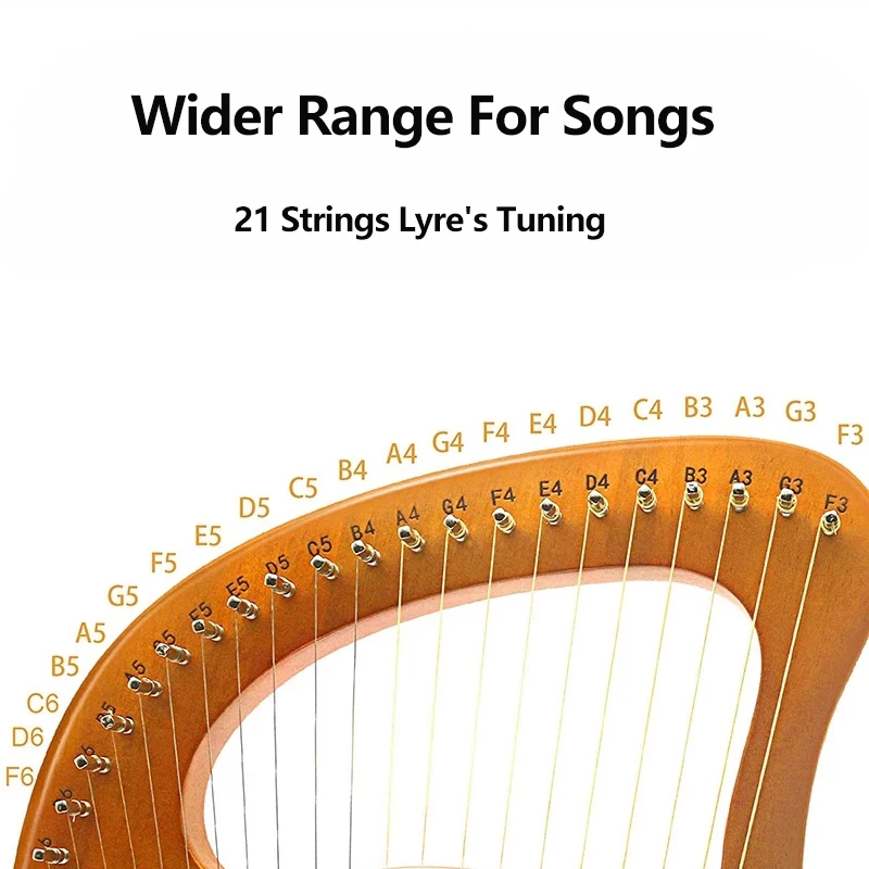 Lyre Harp Mahogany 21 Metal Strings Portable Solid Wood Piano Classical Instrument Gift For Music Lovers Beginner Children Adult enlarge