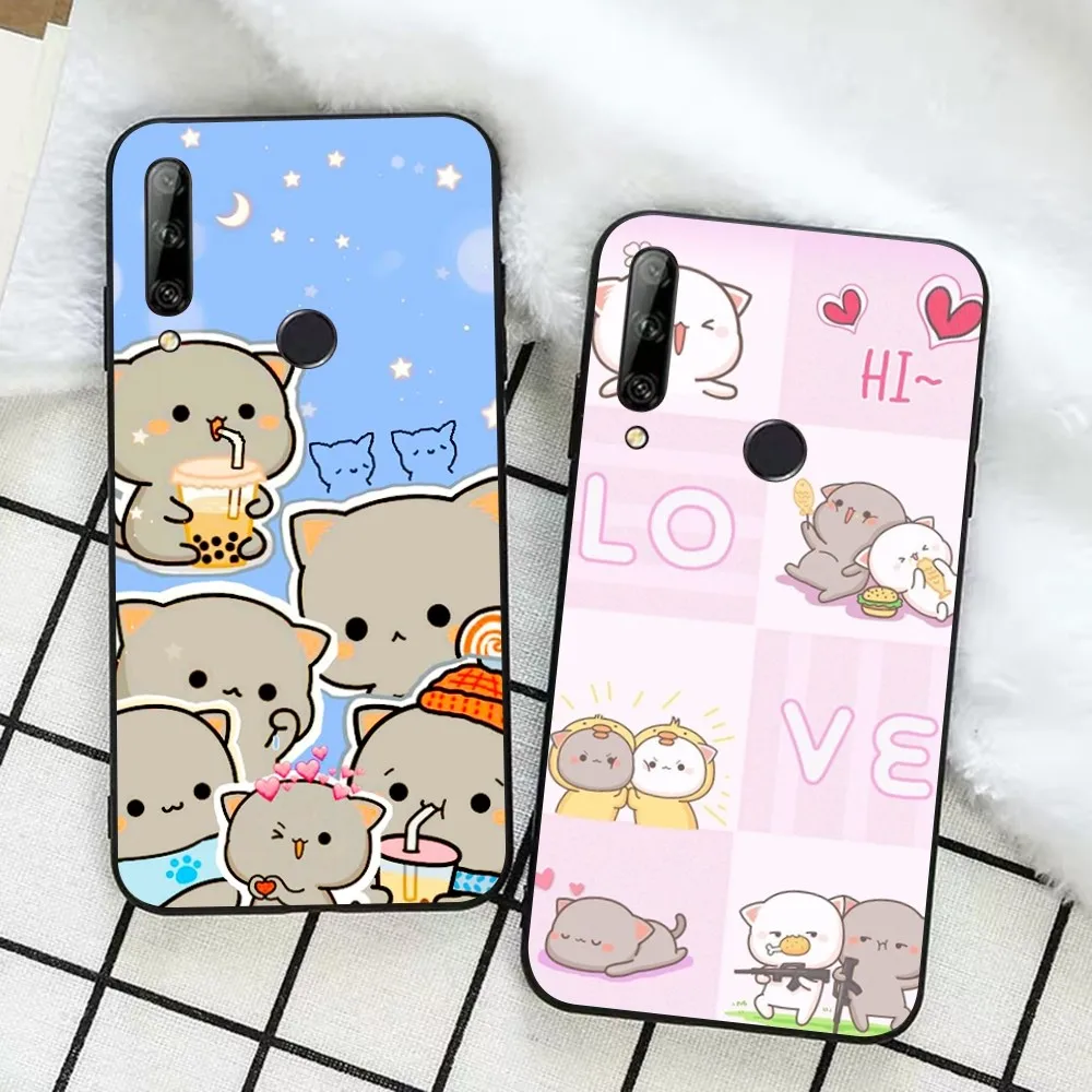 

Peach cat cute cartoon couple Phone Case For Huawei Honor 10 lite 9 20 7A pro 9X pro 30 pro 50 pro 60 pro 70 pro plus