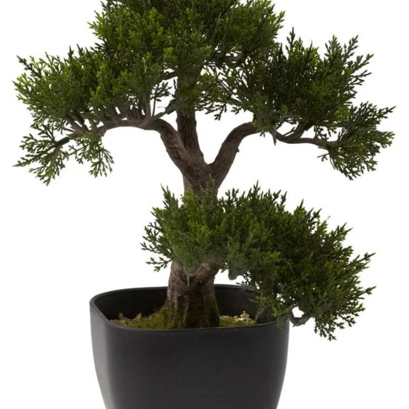

15" Cedar Bonsai Artificial Plant, Green