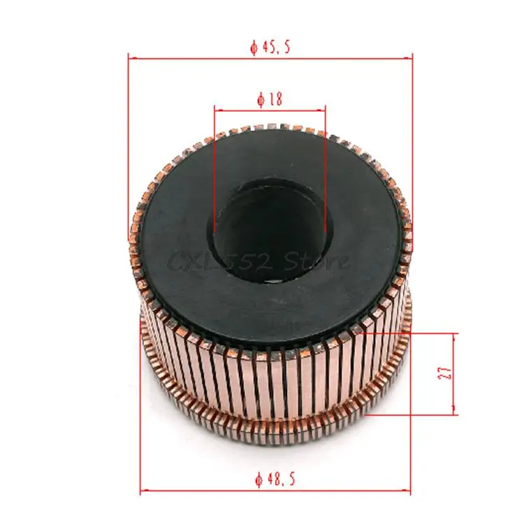 

1Pc 18x27(30)x45.5mm 63P AHY-3164-63 Groove Type Copper Bars Electric Motor Commutator