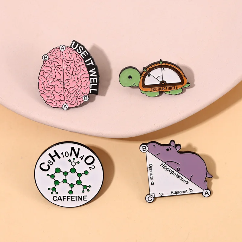

Medal Mathematical Formula Alloy Brooch for Women Men Cute Animal Turtle Hippo Clothes Bag Badge Jewelry Accessories Gift New