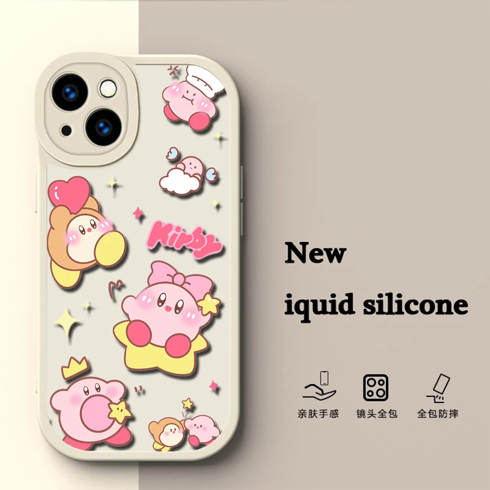 Мягкий силиконовый чехол с рисунком Кирби для iPhone 15 Plus 14 13 12 11 X XS XR Pro Max Mini 8 7