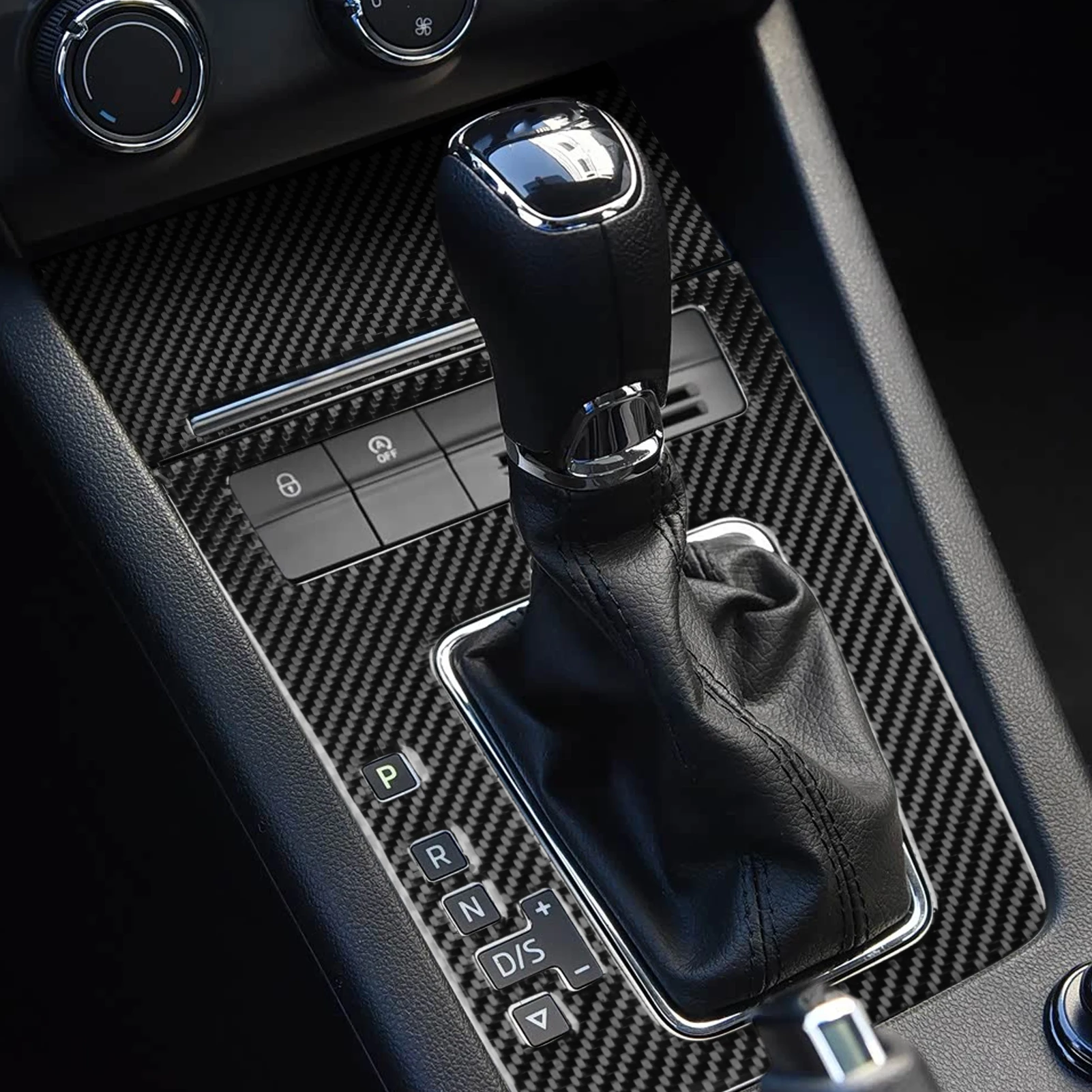 Фото Для Skoda Octavia 2017-2021 углеродное волокно, центральное управление, коробка для хранения передач, панель, набор накладок, автомобильные аксессуары, наклейка №2