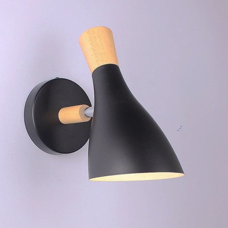 

Modern simple wood art bedroom bedside wall lamp Nordic postmodern corridor staircase corridor makaron color wall lamp