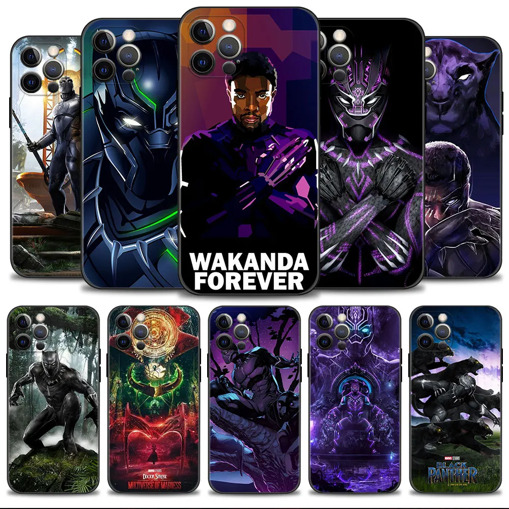 

Soft Silicone Cover Phone Case For iPhone 14 13 12 11 Pro Max 6 6S 7 8 Plus X XS 12 13 Mini Shell Marvel Ferocious Black Panther