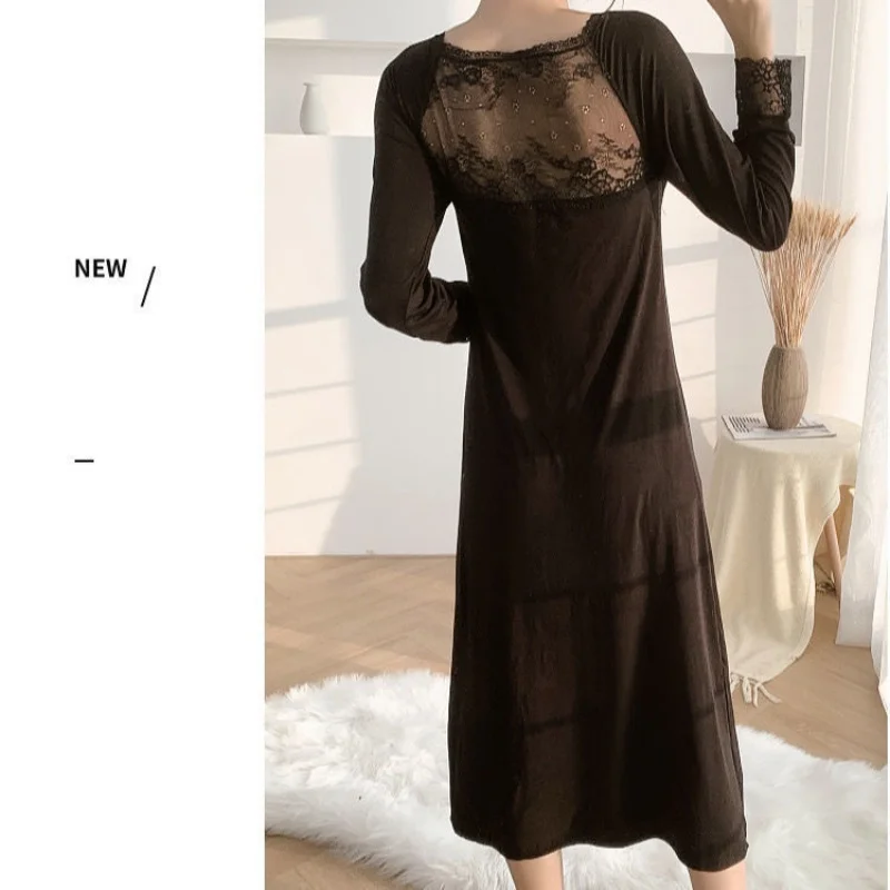 Ночная сорочка Женская атласная с V-образным вырезом и длинным рукавом |