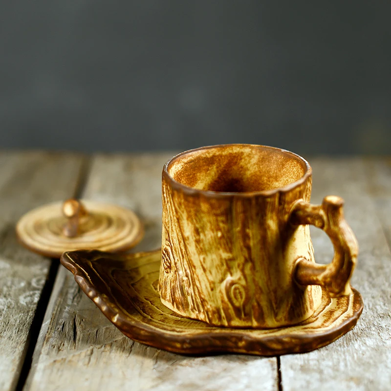 Чашка кофейная ручной работы из грубой керамики с ручкой креативный кувшин для