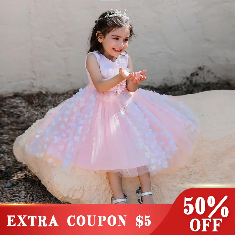 

Новинка лета 2023, милое платье для девочек с цветами, свадебные платья для маленьких девочек, праздничное платье принцессы, Детские банкетны...