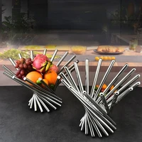 stainless steel creative rotating fruit basin coffee table living room fruit basket snack storage plate kitchen decor supplies