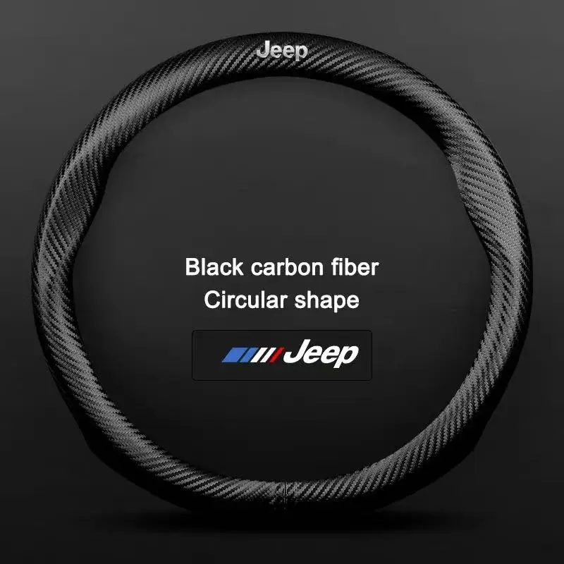 

Кожаный чехол на руль автомобиля из углеродного волокна Jeep Wrangler Patriot Commander Grand Cherokee Compass Wagoneer Gladiator Renegade