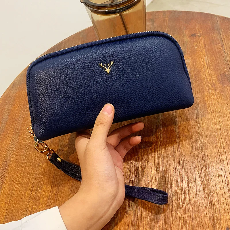 2023 New Fashion Women's  Genuine Leather Wallet Medium Length Cowhide Female Zipper Purses Simple Storage Bag Gifts for Women