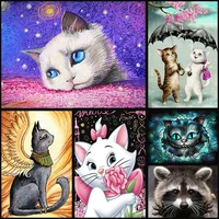 5d diy full diamond painting painted cartoon animals cats mosaic embroidery animal cross stitch embroidery crafts decoration