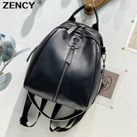 zency 100 genuine cow leather calfskin women backpacks top layer natural cowhide book dual function backpack one shoulder bags