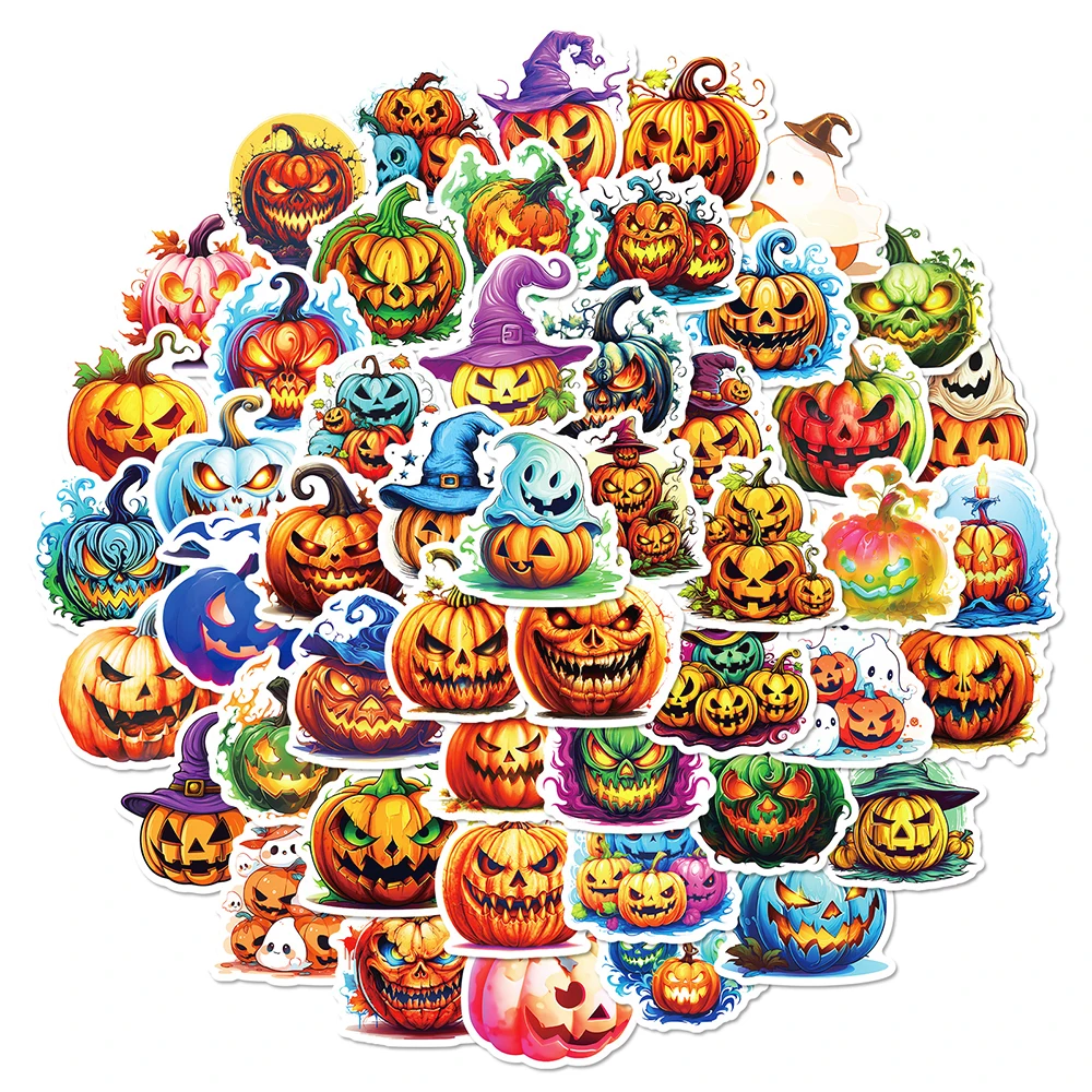 

10/50Pcs Halloween Horror Evil Pumpkin Cartoon Varied Graffiti Stickers Travel Luggage Laptop Scrapbooking DIY Comics Party Gift