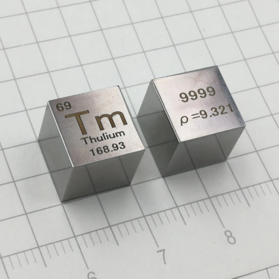 Металлический зеркальный полированный куб плотности 10 мм 99.99% thuлия (Tm)