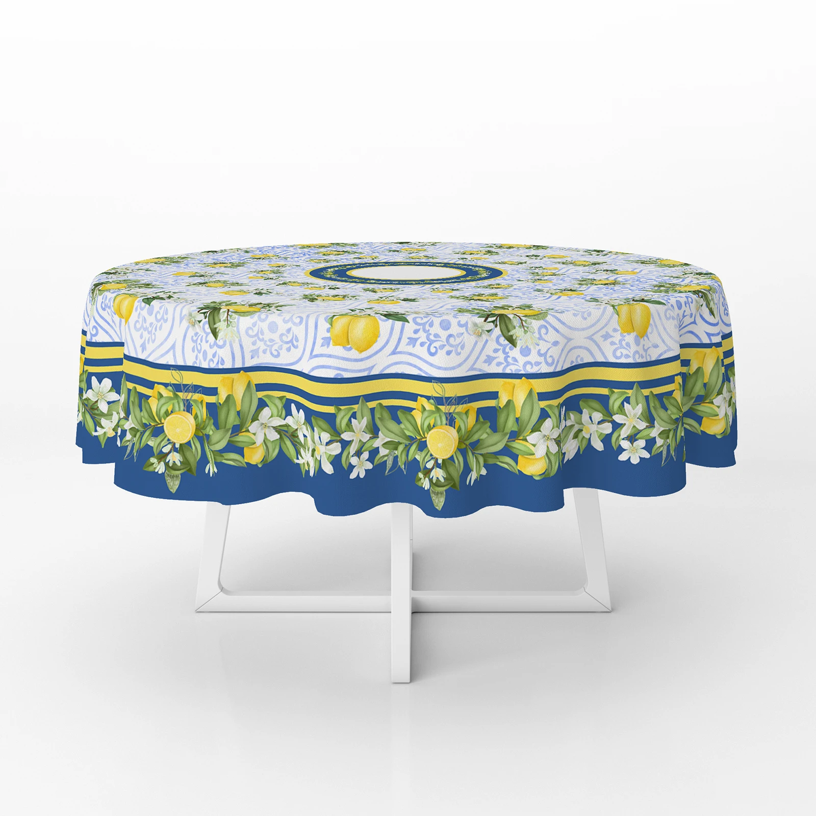 

Watercolor Lemon Round Tablecloth Kitchen Decor Waterproof Table Cloth Dining Coffee Table Cover Picnic Mat