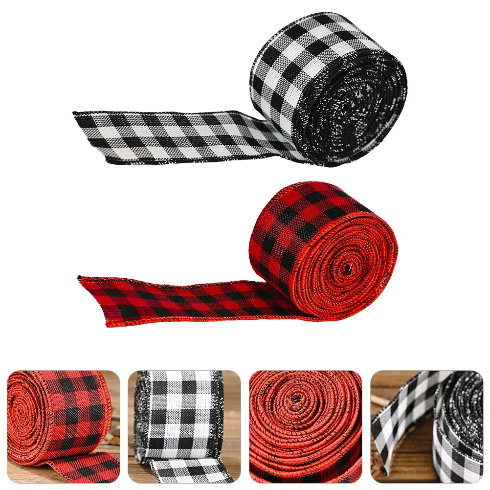 

2PCS Holiday Burlap Ribbon Gift Wrap Ribbon Roll Christmas Burlap Ribbon Christmas Jute Ribbon Christmas Linen Ribbon