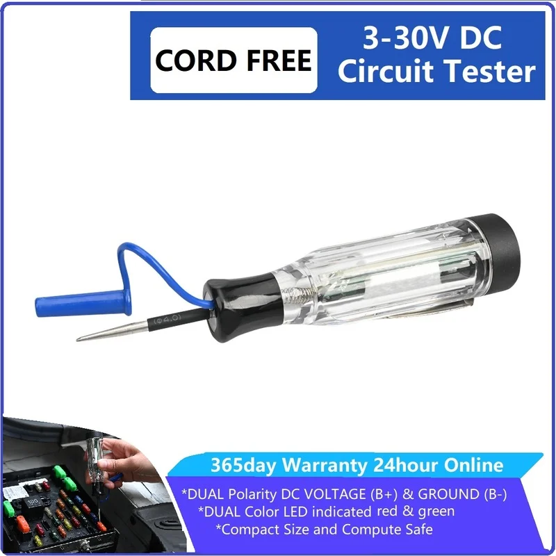 

Cord Free Circuit Tester 3-24V DC Snap on Car Electric Tester LED Lamp Display Automotive Light Test Cordless Diagnostic Tool