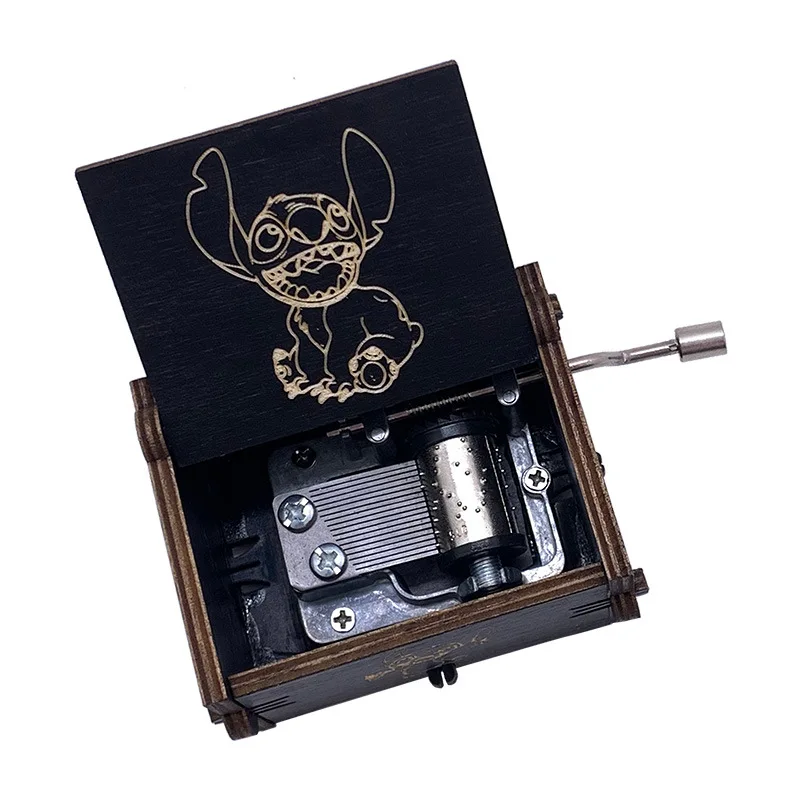 Музыкальная шкатулка Disney Stitch УФ-картина лазерная гравировка деревянная рукоятка