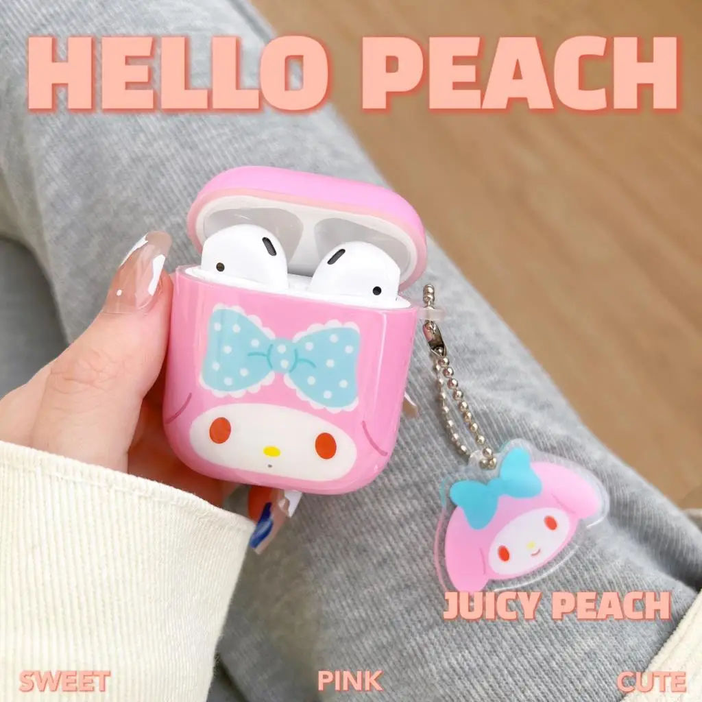

Sanrio My melody Kuromi Soft IMD Earphones Case For Apple AirPods 1 2 3 Pro Pro2 Cover Protective Headphone Box Bag With pendant