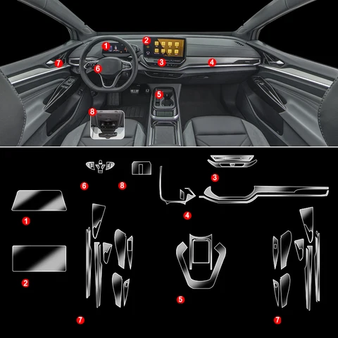 Защитная пленка из ТПУ для Volkswagen VW ID.4 ID 4 ID.6 ID6 Crozz X, прозрачная центральная панель управления, дверная розетка, защита от царапин