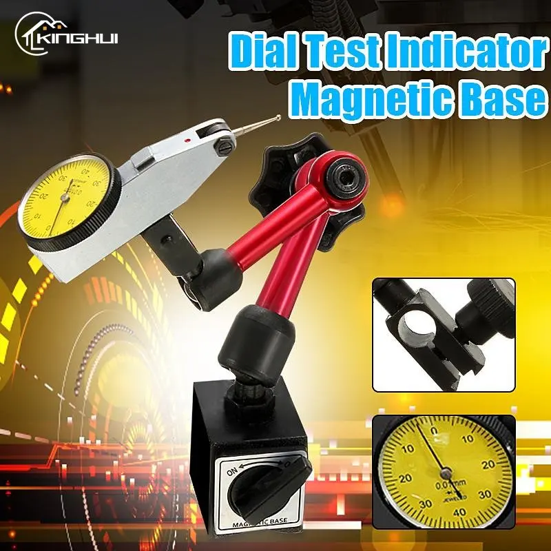 

Universal Magnetic ON/OFF Base Foldable Holder Stand For Digtal & Analog 0-0.8mm Dial Indicator Gauge Test Measurement Tool