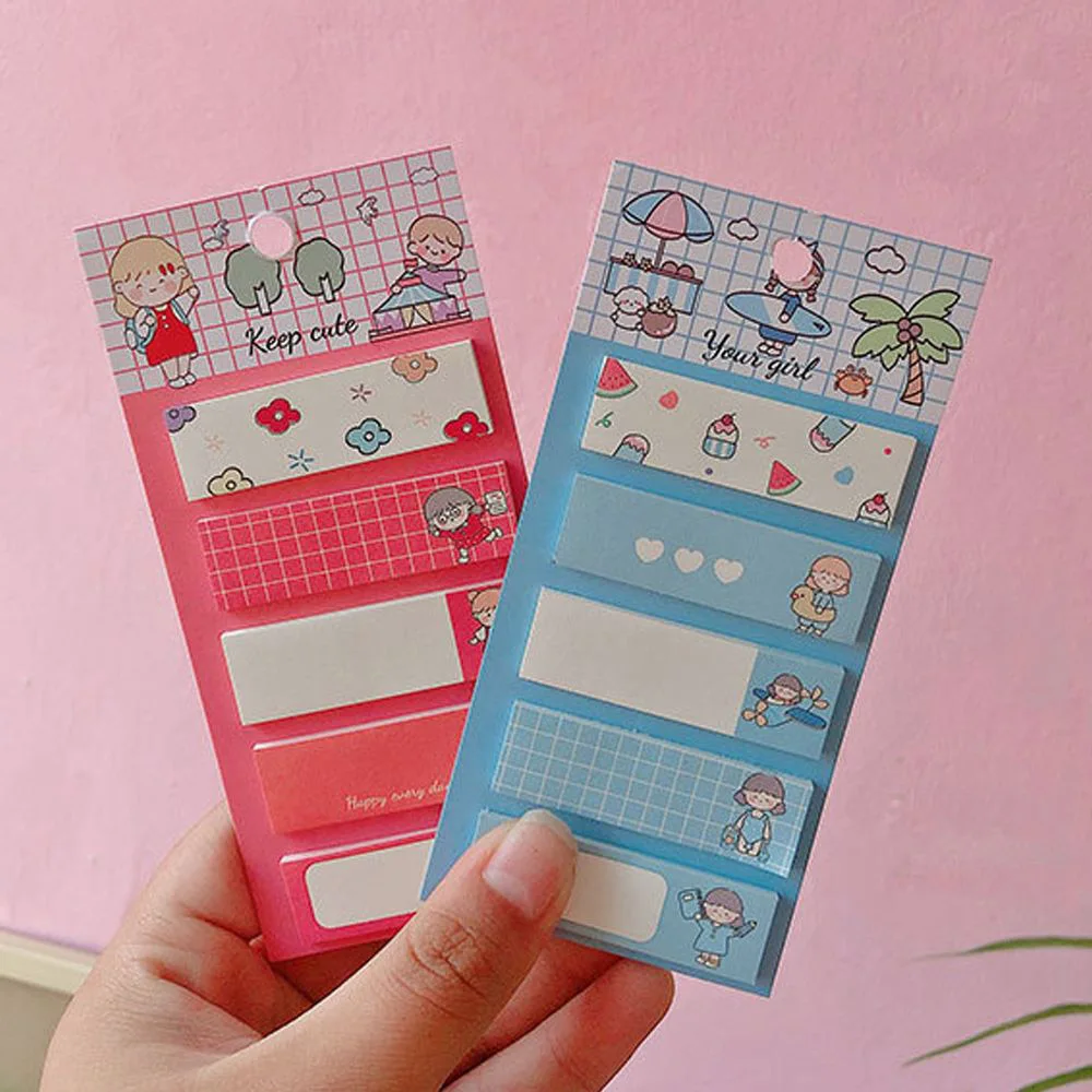 

100 Sheets Sticky Notes Cute Cartoon Message Memo Stickers Student Stationery Daily Planner Bookmarks Notebook Supplies