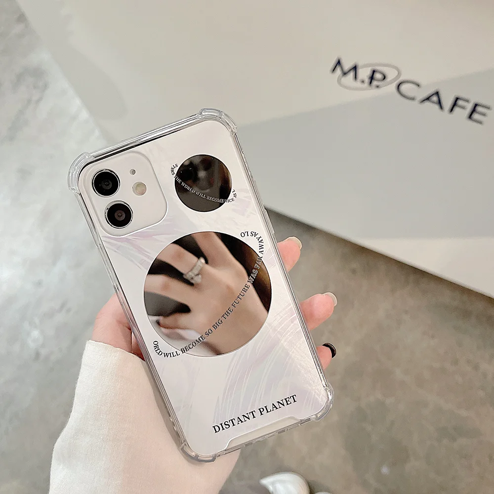 

Simple Planetary Glass Mirror Touch-up Case For iPhone 14 Pro Max 14 Plus 13 Mini 12 11 XS XR 8 7 6 Airbag Drop Protective Case