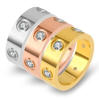 luxury jewelry stainless steel rose gold color lover ring for women men couple crystal rings trendy brand jewelry wedding gift