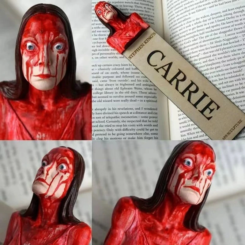 Horror Bookmark Classic Horror Movie Novels Wood Resin Bookmarks 3D Head Figure Sculpture Bookmark Horror Movie Novels Fans Gift