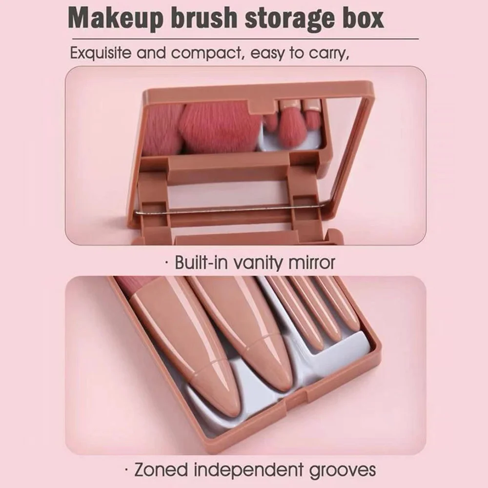 5 шт. набор косметических кистей с зеркалом для хранения