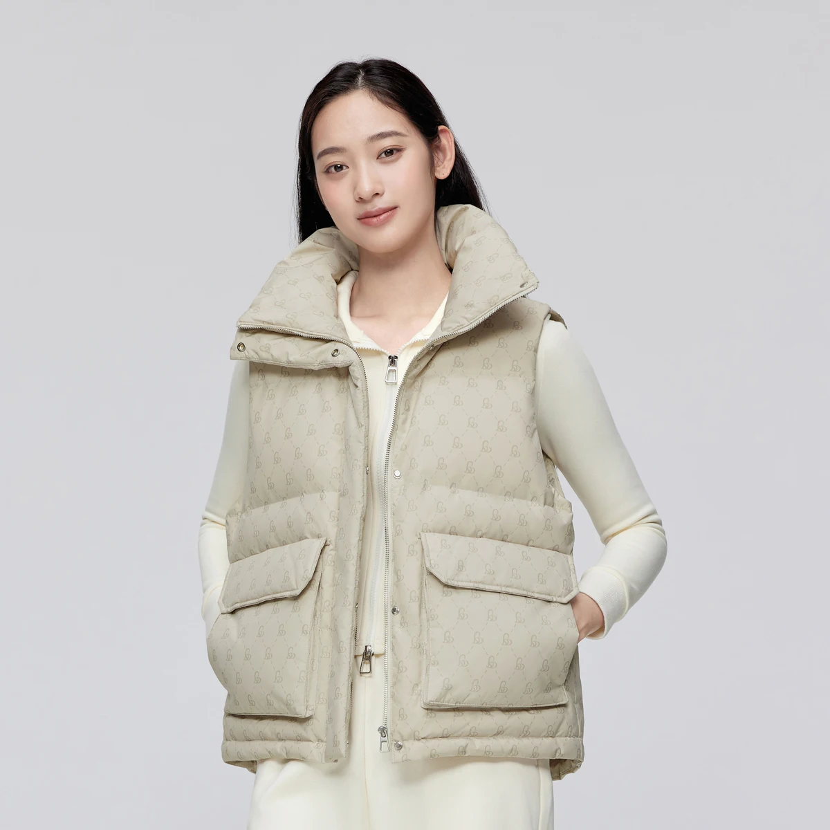 BOSIDENG женский безрукавный пуховой жилет с воротником-стойкой 90% стеганый зимняя