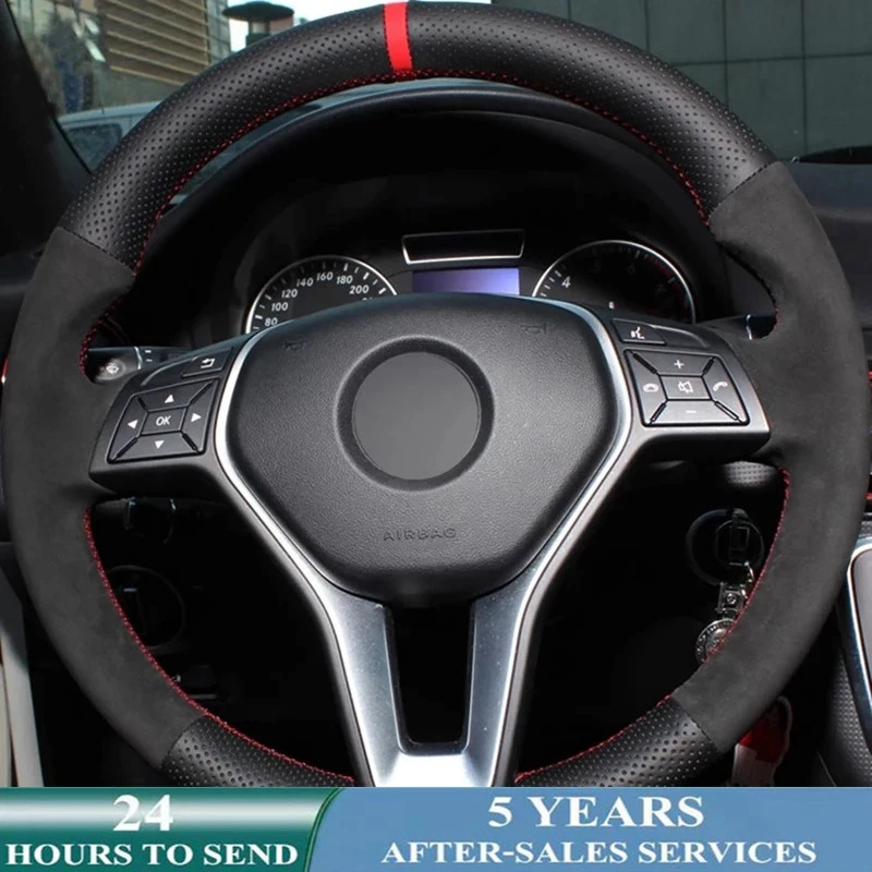 

Customized Car Steering Wheel Cover Non-Slip Suede Braid For Mercedes-Benz A-Class 2013-2015 B-Class E-Class 2011-2014 CLA-Class